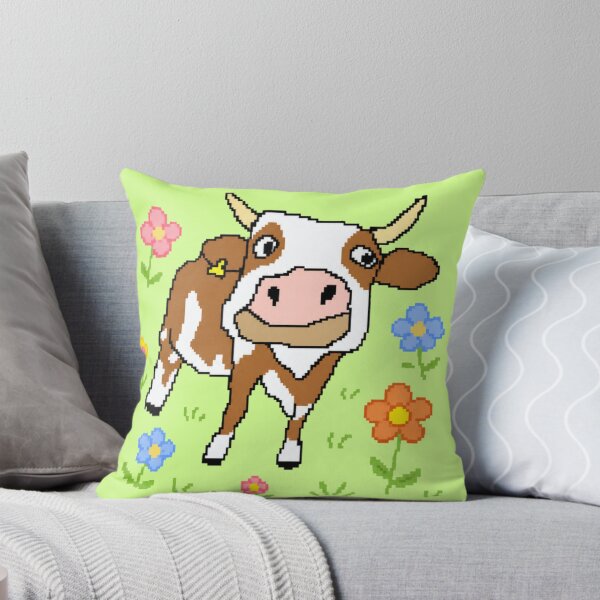 Item preview, Cute Cow in Flower Field Pixel Art designed and sold by Pixel Animal.