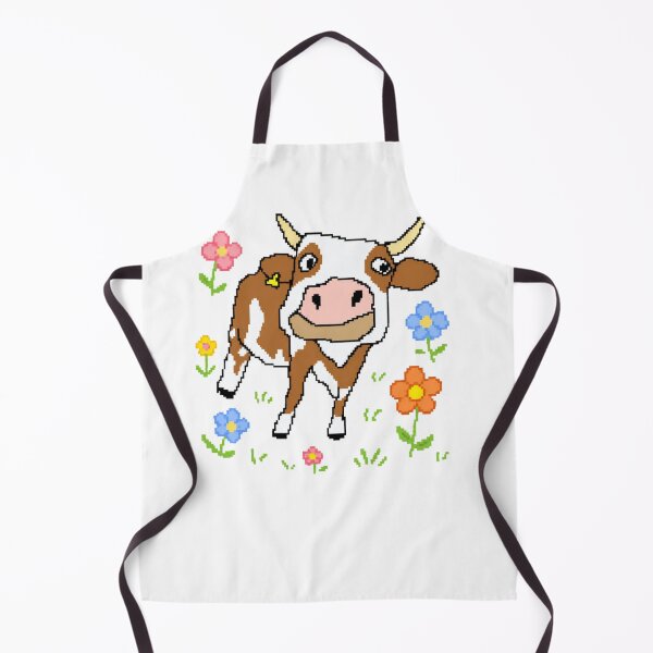 Item preview, Cute Cow in Flower Field Pixel Art designed and sold by Pixel Animal.