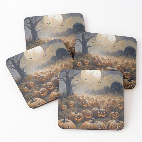 Item preview, Halloween Jack O Lantern Pumpkin Field Full Moon Art designed and sold by DarkHolyQueen.