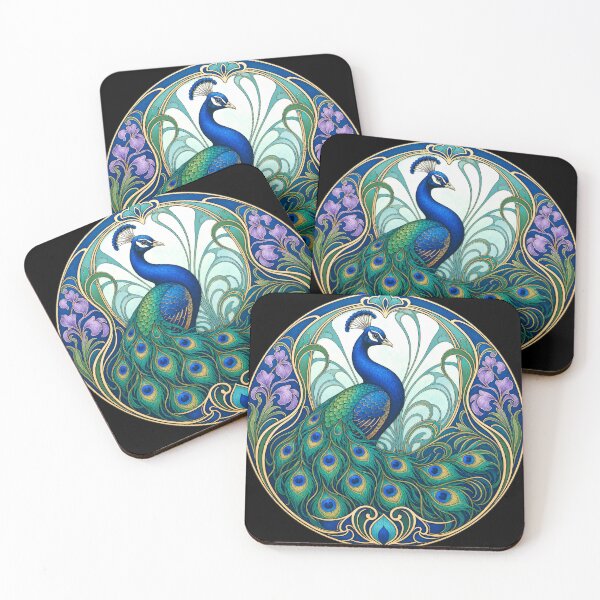 Item preview, Art Nouveau Peacock Elegant Bird Design designed and sold by AntiqueImages.