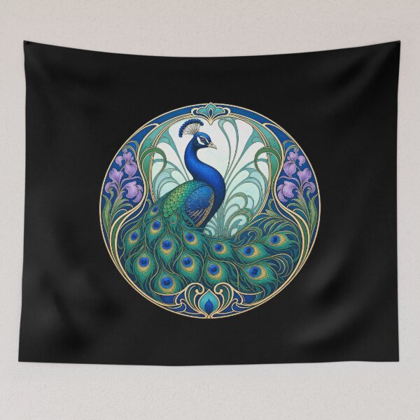 Item preview, Art Nouveau Peacock Elegant Bird Design designed and sold by AntiqueImages.