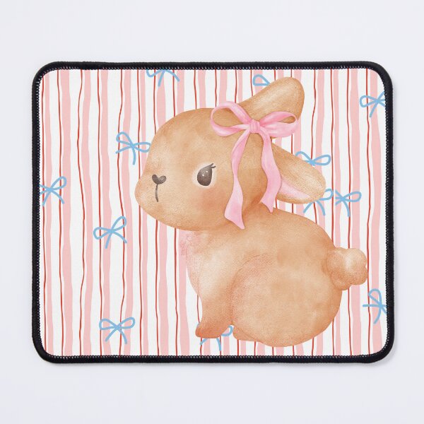 Item preview, Watercolor Coquette Bunny Pink Bow and Stripes designed and sold by TwilightDrafts.