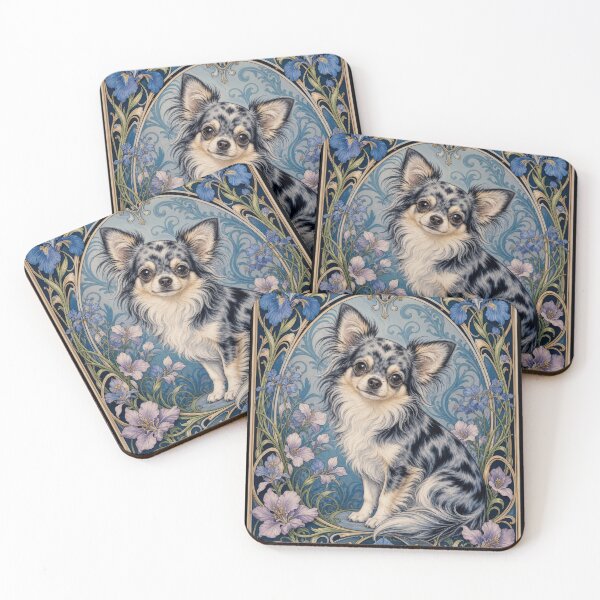 Item preview, Blue Merle Chihuahua Art Nouveau Style designed and sold by AntiqueImages.