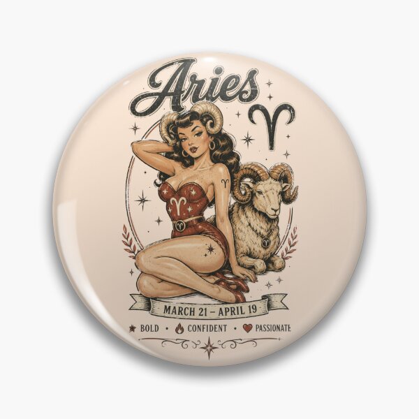 Item preview, Aries Zodiac Pin-Up Girl & Ram Vintage Astrology Design | Retro Horoscope Gift for Aries designed and sold by TheStephanieRome.