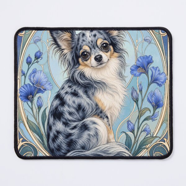 Item preview, Long Haired Merle Chihuahua Art Nouveau Dog designed and sold by AntiqueImages.