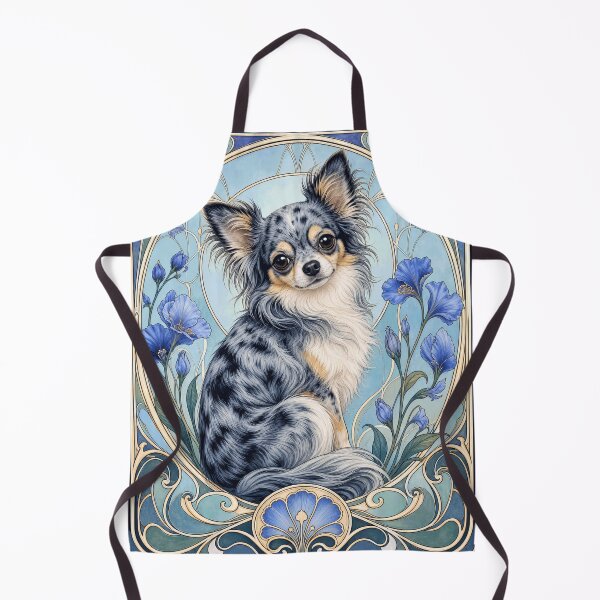 Item preview, Long Haired Merle Chihuahua Art Nouveau Dog designed and sold by AntiqueImages.