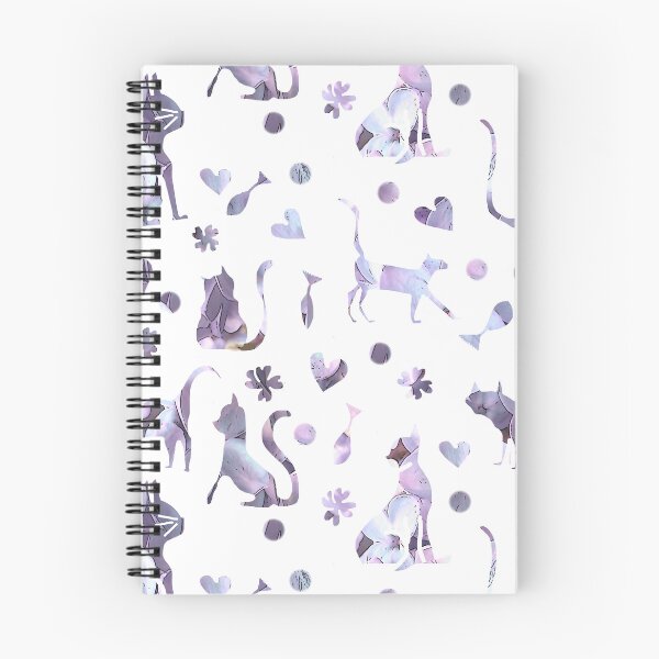 Item preview, Purple Cats, fish, hearts Pattern  designed and sold by Brightside-art.