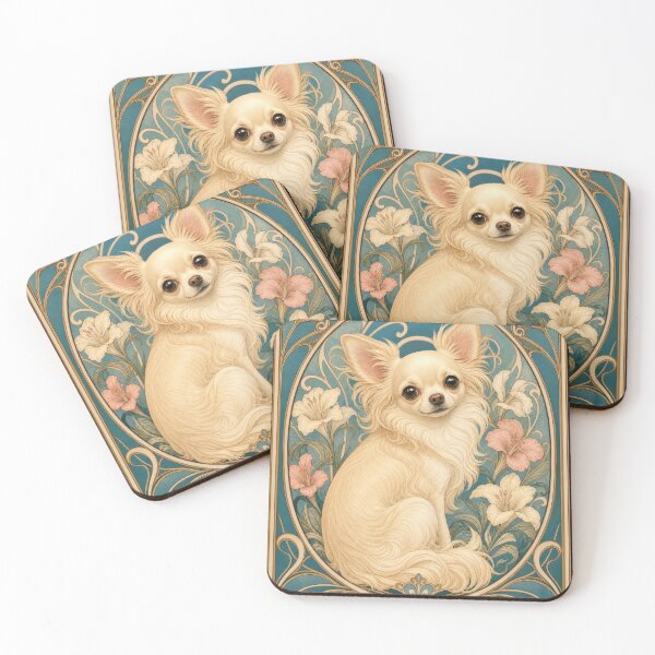 Item preview, Long-haired Chihuahua Art Nouveau Dog Lover designed and sold by AntiqueImages.