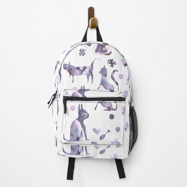 Item preview, Purple Cats, fish, hearts Pattern designed and sold by Brightside-art.