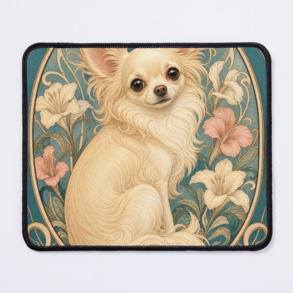 Item preview, Long-haired Chihuahua Art Nouveau Dog Lover designed and sold by AntiqueImages.