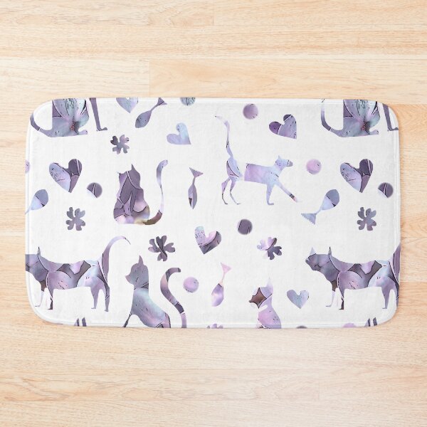 Item preview, Purple Cats, fish, hearts Pattern  designed and sold by Brightside-art.