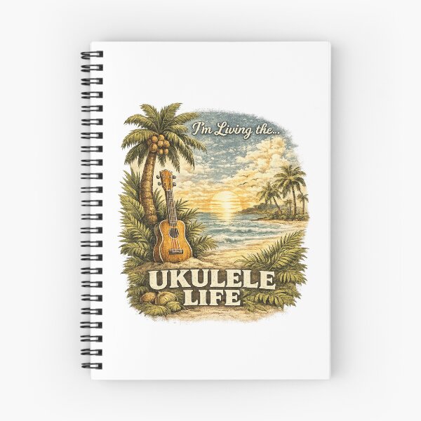 Item preview, Ukulele Life™ - Vintage Retro Shirt – Distressed Music Lover Tee with Palms designed and sold by Ukulele Gent.