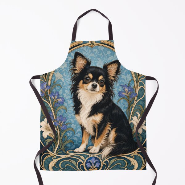 Item preview, Long Haired Chihuahua Art Nouveau Dog Art designed and sold by AntiqueImages.