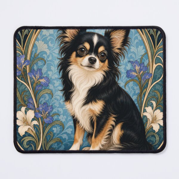 Item preview, Long Haired Chihuahua Art Nouveau Dog Art designed and sold by AntiqueImages.