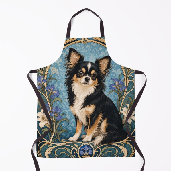 Item preview, Long Haired Chihuahua Art Nouveau Dog Art designed and sold by AntiqueImages.