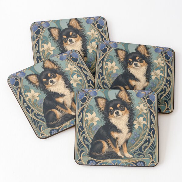 Item preview, Long Haired Chihuahua Art Nouveau Dog Lover designed and sold by AntiqueImages.