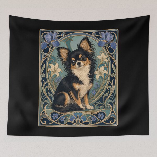 Item preview, Long Haired Chihuahua Art Nouveau Dog Lover designed and sold by AntiqueImages.