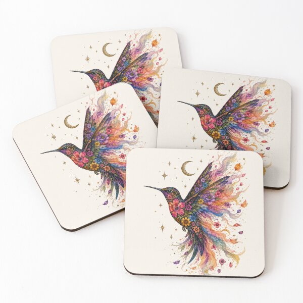 Item preview, Floral Hummingbird Art – Moonlit Wings designed and sold by MoonlitWhiskers.