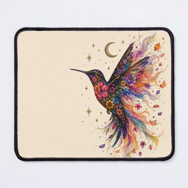 Item preview, Floral Hummingbird Art – Moonlit Wings designed and sold by MoonlitWhiskers.