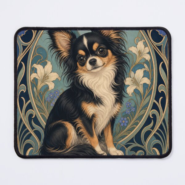 Item preview, Tricolor Long Haired Chihuahua with White Blaze designed and sold by AntiqueImages.
