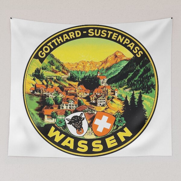 Artikelvorschau, Aufkleber im Vintage-Stil von Wassen Switzerland entworfen und verkauft von Decal Mania.