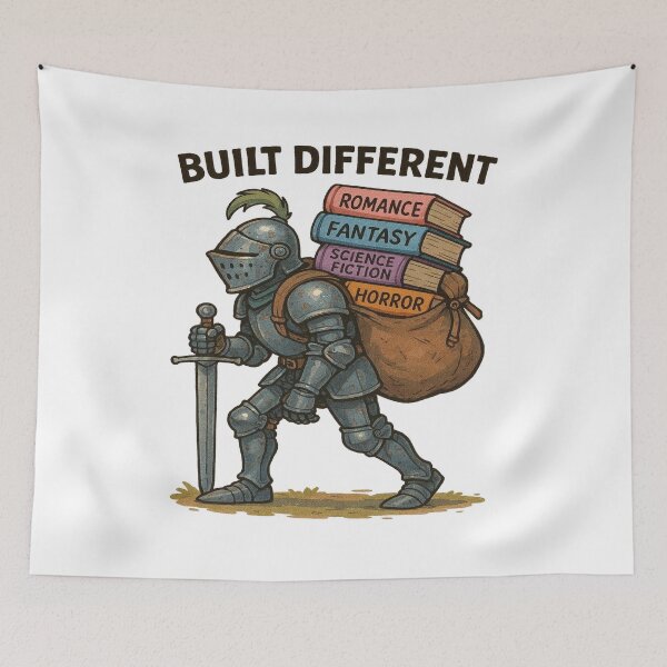 Item preview, Built Different Funny Fantasy Reader Knight Design designed and sold by BookedAndDesign.