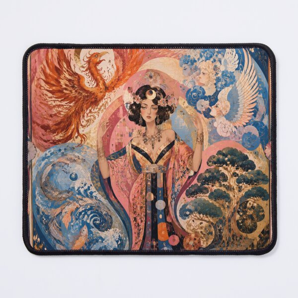 Item preview, The Goddess of the Four Elements - Phoenix, Fish, Tree of Life, Mystical Art Nouveau designed and sold by Natalia-Vlad.