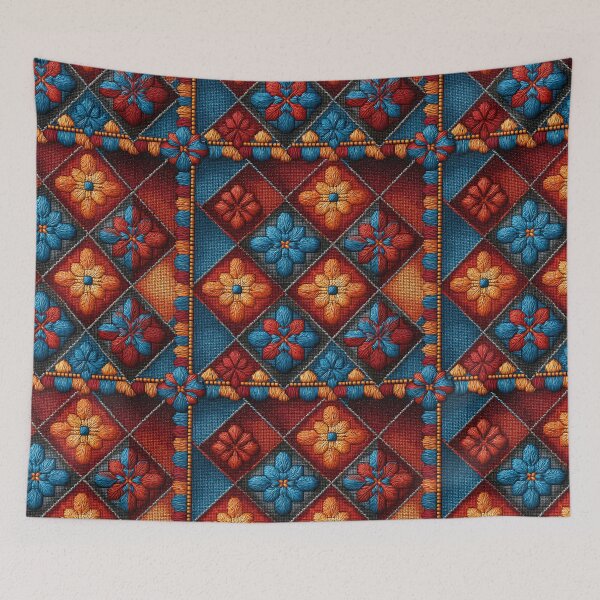Item preview, Blue and Red Embroidery Pattern designed and sold by Pixel-Lair.