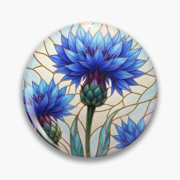 Item preview, Vibrant Stained Glass Cornflower Art: Blue Vitrage Floral designed and sold by Exquisite Design Studio „Paculówka”.