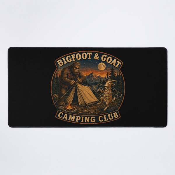 Item preview, Bigfoot & Goat Camping Club – Tent Trouble designed and sold by NicheBloom.