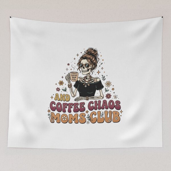 Item preview, Coffee Chaos Moms Club Skeleton Mom Floral Retro Lettering designed and sold by DariaOltes.