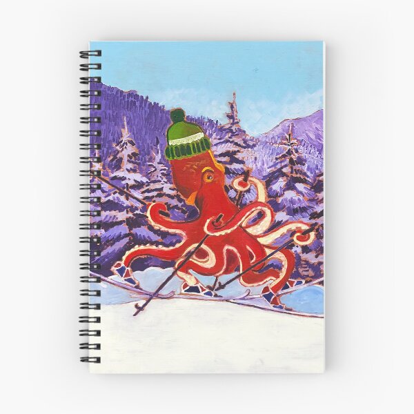 Item preview, Octopus Skiing Art Print, Art for Kids Room, Cross-Country Skiing, Animals Skiing, Gift for Skier, Encouragement Poster, Squid Painting designed and sold by Scott Clendaniel.