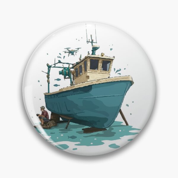 Item preview, Drone Pilot Fishing Boat Commercial Fishermen Art designed and sold by AMOZUnique.