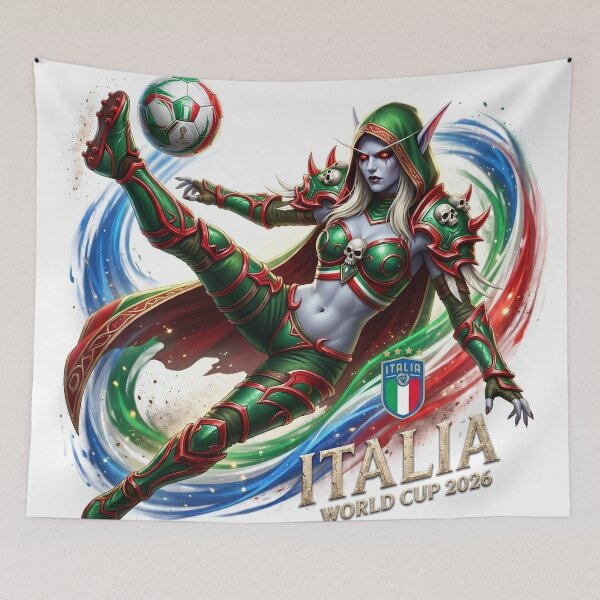 Item preview, Sylvanas Windrunner Italy Football Jersey - Banshee Queen Soccer Emblem V1 designed and sold by InspirAI.