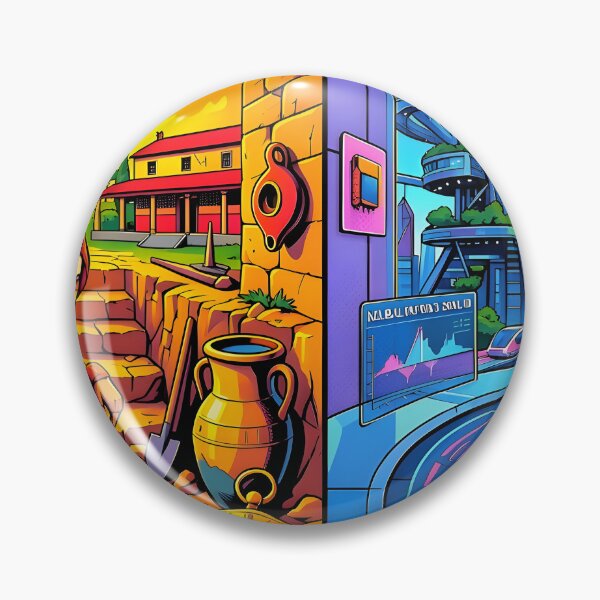 Item preview, Past and Future Split Reality Retro Futuristic Pop Art designed and sold by Daniela`s shop.