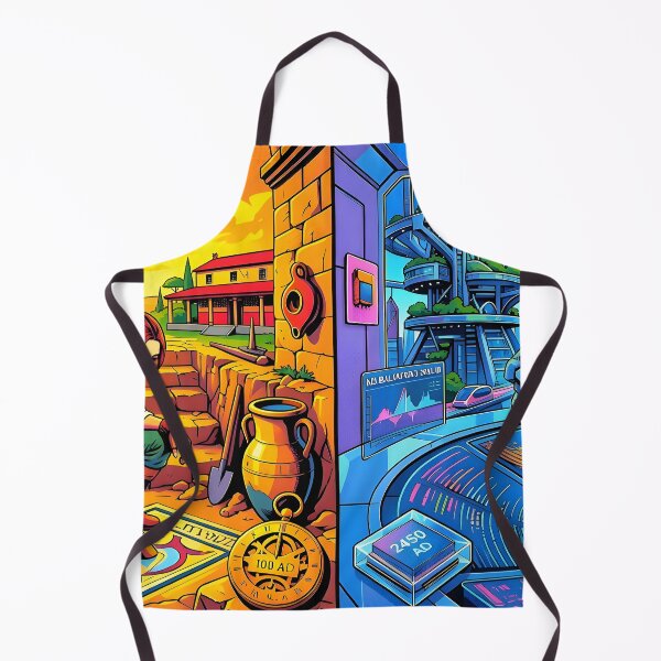 Item preview, Past and Future Split Reality Retro Futuristic Pop Art designed and sold by Daniela`s shop.