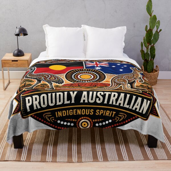 Item preview, Australia Spirit – Aboriginal-Inspired Flag Map Artwork designed and sold by Holiday-Hunter.