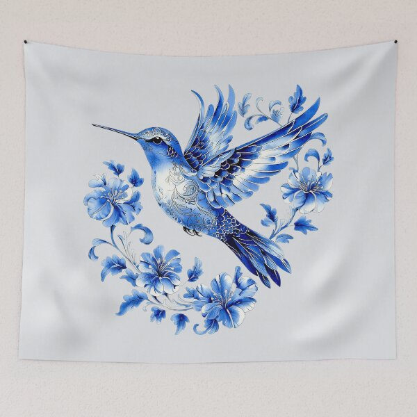Item preview, Porcelain Blue Hummingbird 18 designed and sold by Dawne's Designs.
