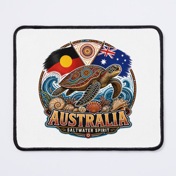 Item preview, Australia Together – Aboriginal-Inspired Map and Flag Artwork designed and sold by Holiday-Hunter.