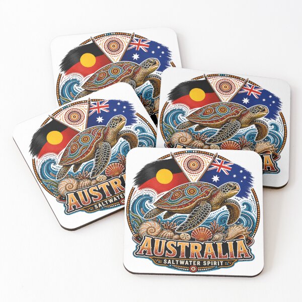 Item preview, Australia Together – Aboriginal-Inspired Map and Flag Artwork designed and sold by Holiday-Hunter.