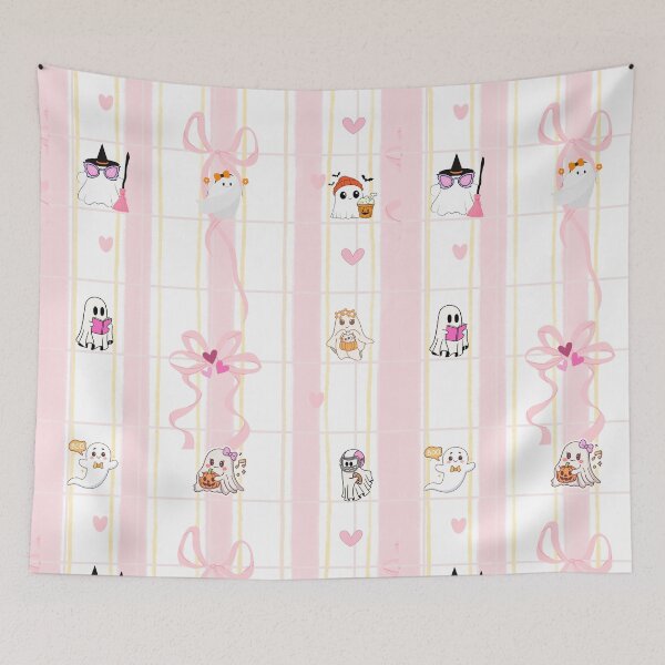 Item preview, Cute Halloween Pattern with Flirty Bows and Preppy Ghosts designed and sold by VibranPalette.