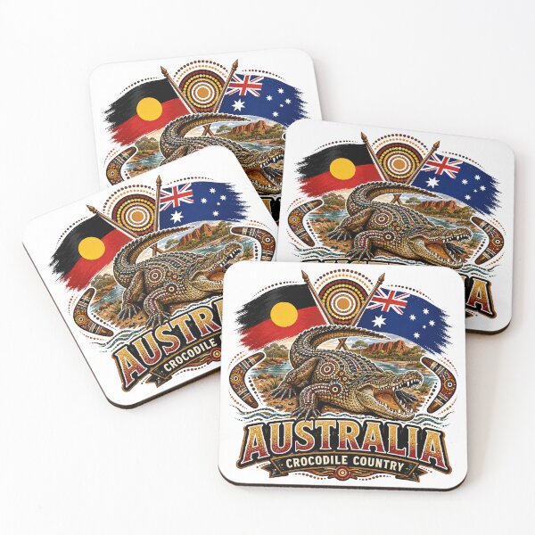 Item preview, Australia Connected – Aboriginal-Inspired Map and Flag Design designed and sold by Holiday-Hunter.