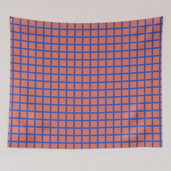 Item preview, Terra cotta & cerulean blue grid designed and sold by Mint + Midnight.