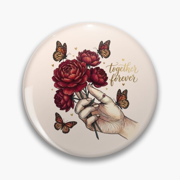 Item preview, Together Forever – Line Art Hand Red Peonies Monarch Butterfly designed and sold by Good Vibes .