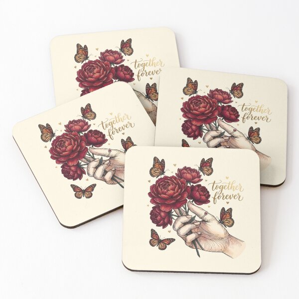 Item preview, Together Forever – Line Art Hand Red Peonies Monarch Butterfly designed and sold by Good Vibes .