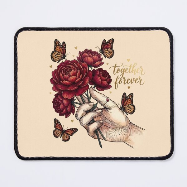 Item preview, Together Forever – Line Art Hand Red Peonies Monarch Butterfly designed and sold by Good Vibes .