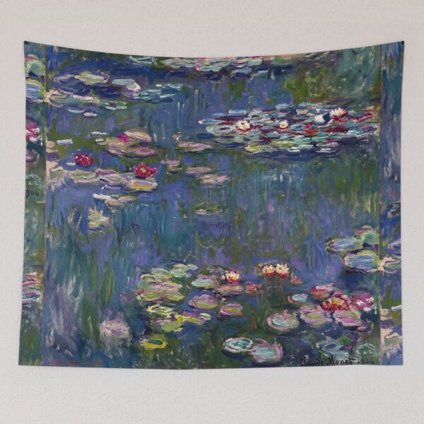 Item preview, Pink Water Lilies on Blue Pond designed and sold by artofuniverse.