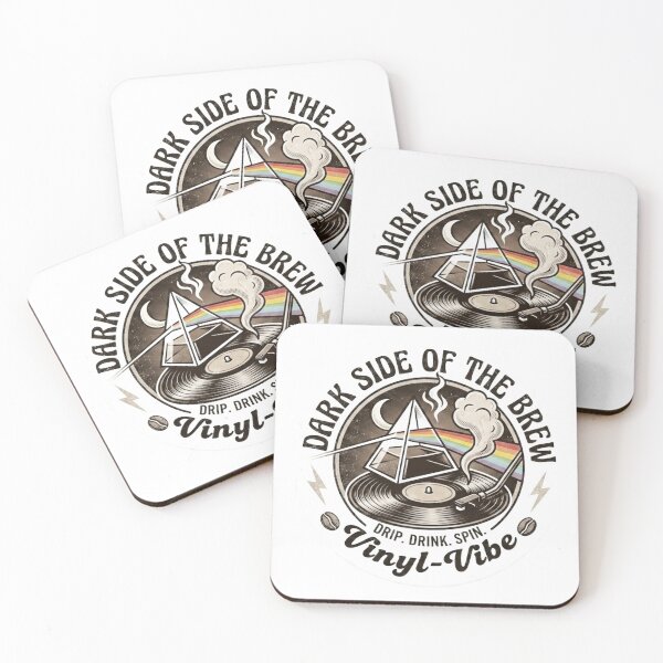 Item preview, Dark Side of the Brew - Retro Coffee and Vinyl Emblem designed and sold by Vinyl-Vibe.