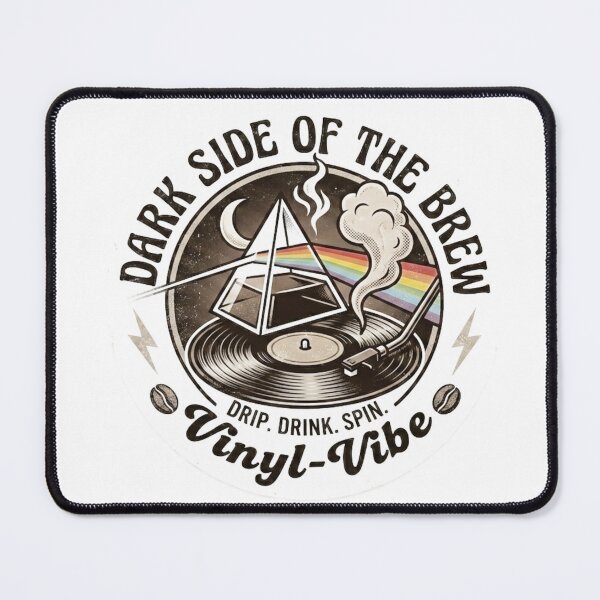 Item preview, Dark Side of the Brew - Retro Coffee and Vinyl Emblem designed and sold by Vinyl-Vibe.
