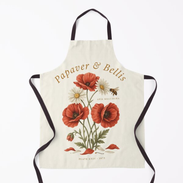Item preview, Botanical Illustration Papaver and Bellis with Bee designed and sold by NuvoraNest.
